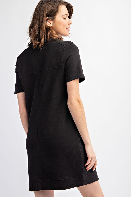 Casual Short Sleeve Dress in Black MadreForte LLC