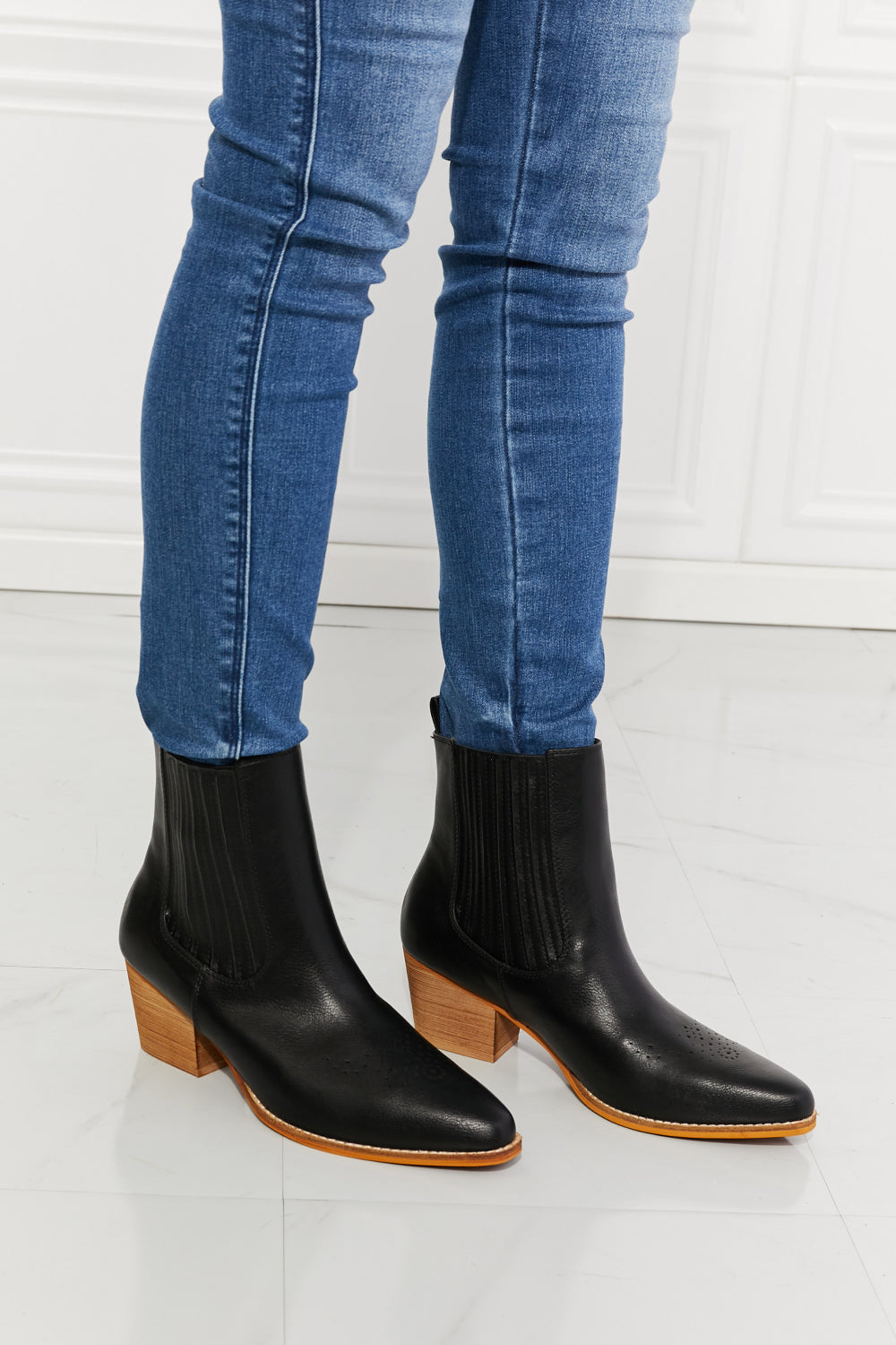 MMShoes Love the Journey Stacked Heel Chelsea Boot in Black MadreForte LLC