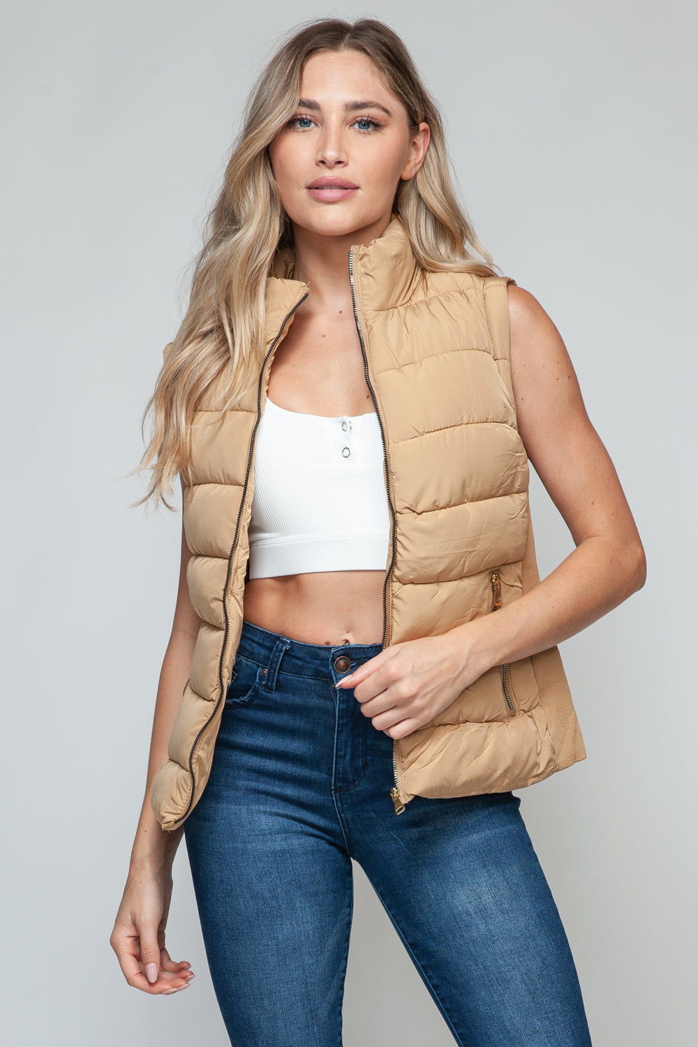 Snobbish Zip Up Turtleneck Vest with Pockets MadreForte LLC