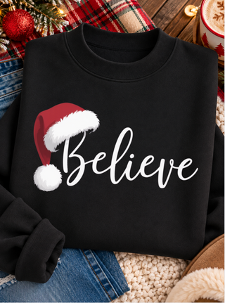 Believe Fleece Mock-Neck Crew Sweatshirt