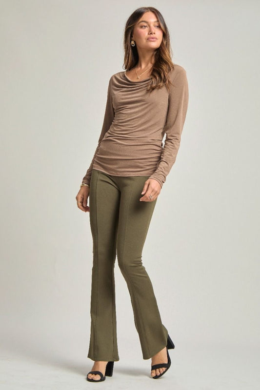 Dear Scarlett Ruched Blouse- Mocha