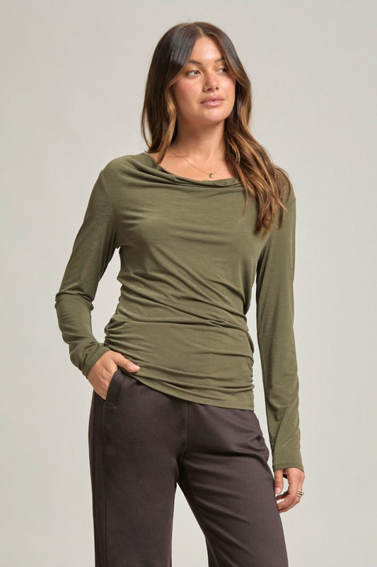 Dear Scarlett Ruched Blouse- Olive