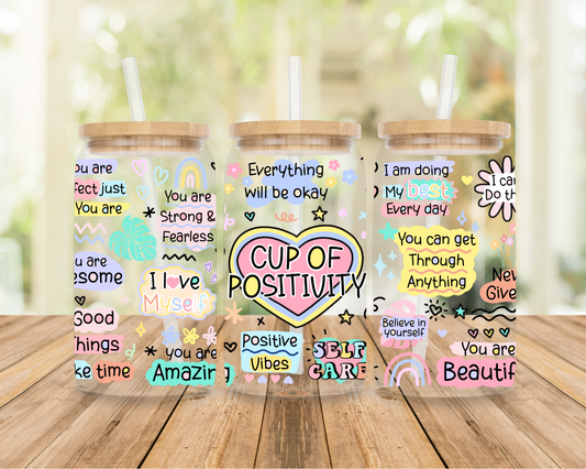 Cup Of Positivity| Sipper Glass, 16oz