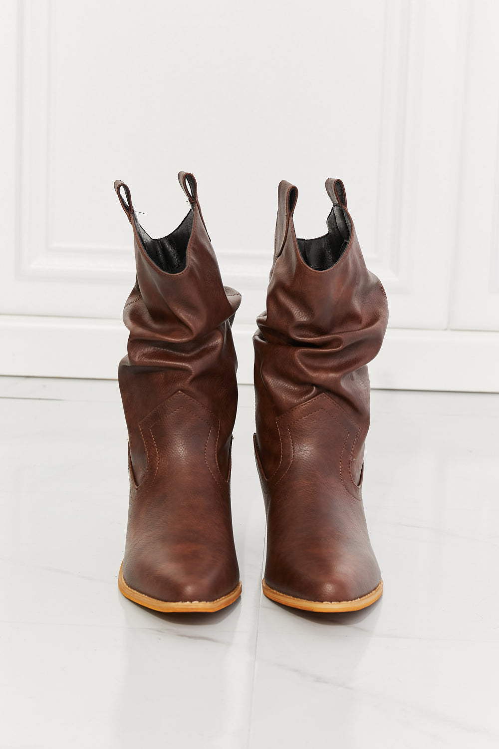 MMShoes Better in Texas Scrunch Cowboy Boots in Brown MadreForte LLC