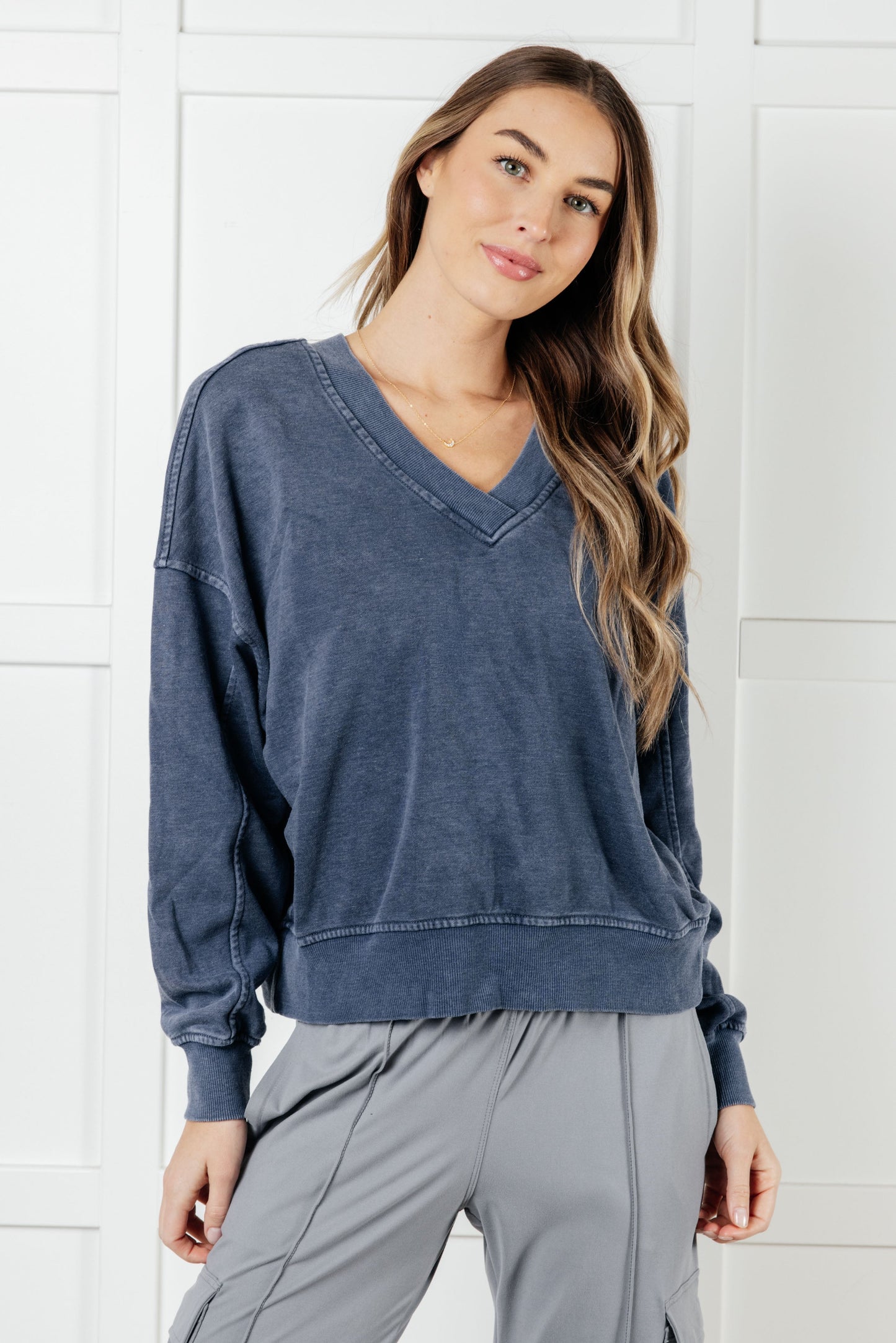 Rep Ready Mineral Wash French Terry Pullover in Blue MadreForte LLC