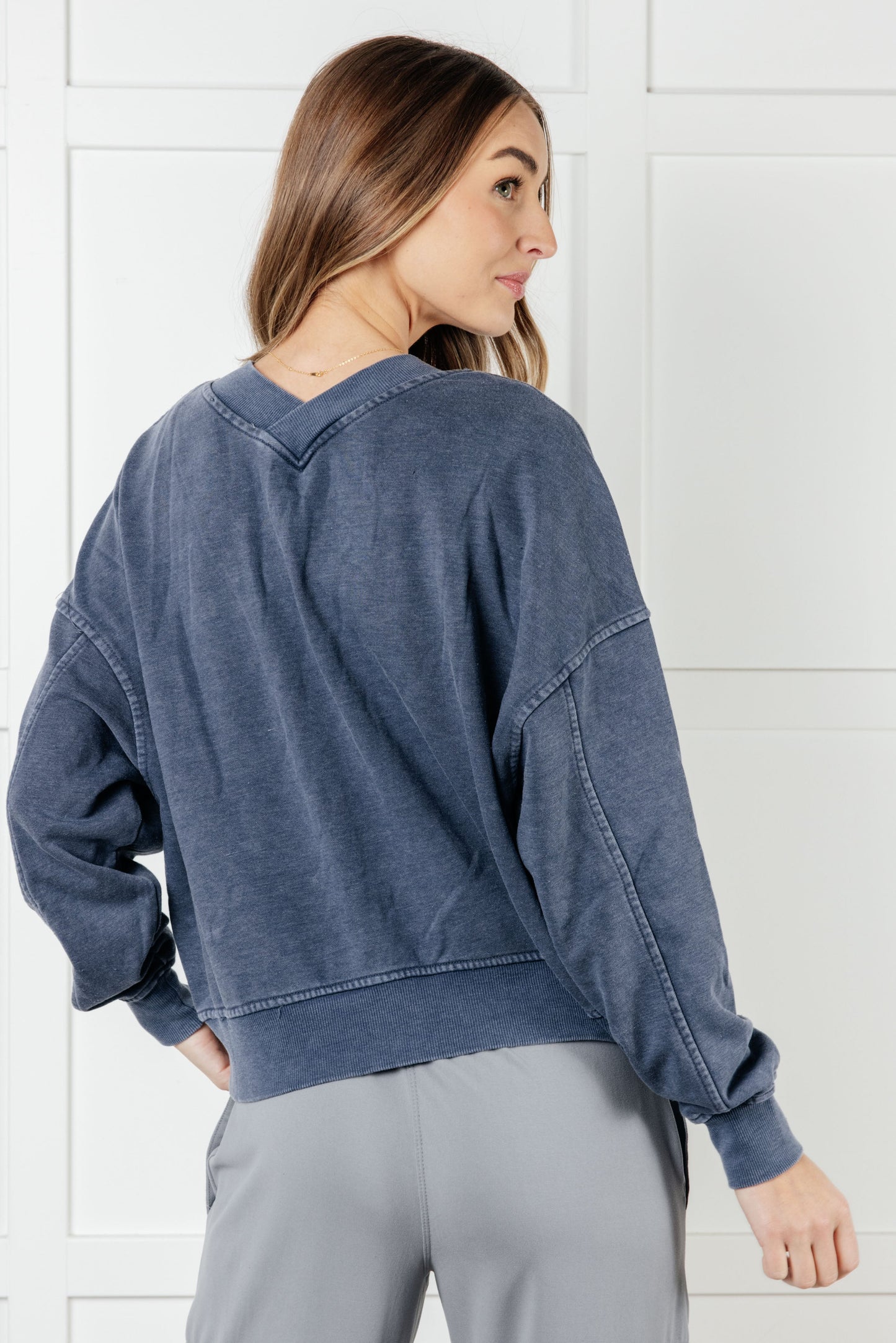 Rep Ready Mineral Wash French Terry Pullover in Blue MadreForte LLC