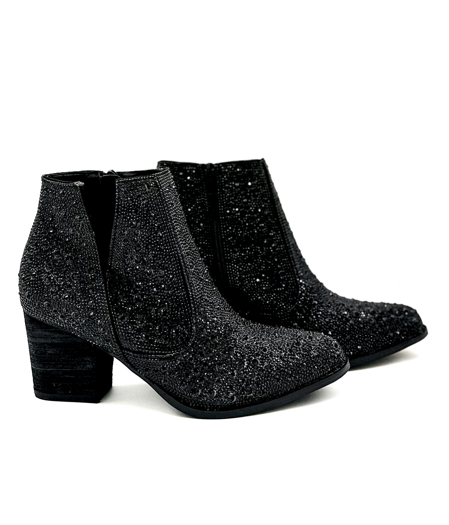 Shine Star Rhinestone Bootie in Black MadreForte LLC