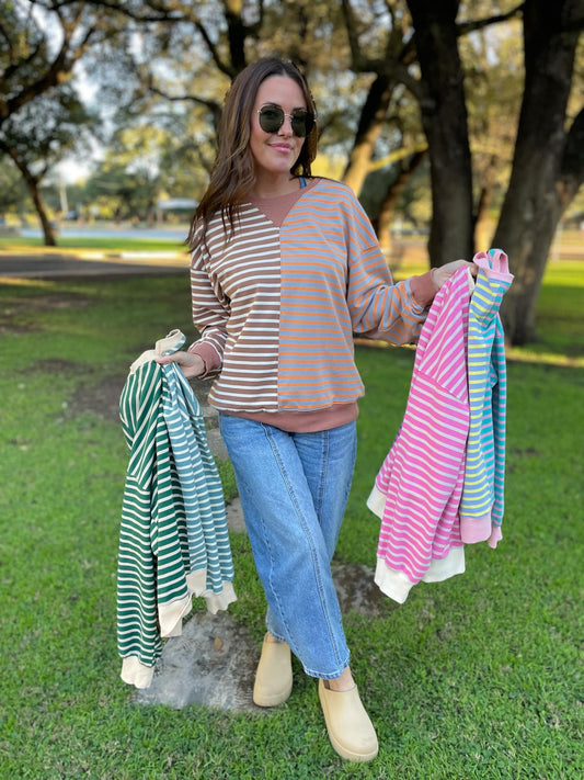 PREORDER: Step By Step Stripe Sweatshirt in Four Colors MadreForte LLC