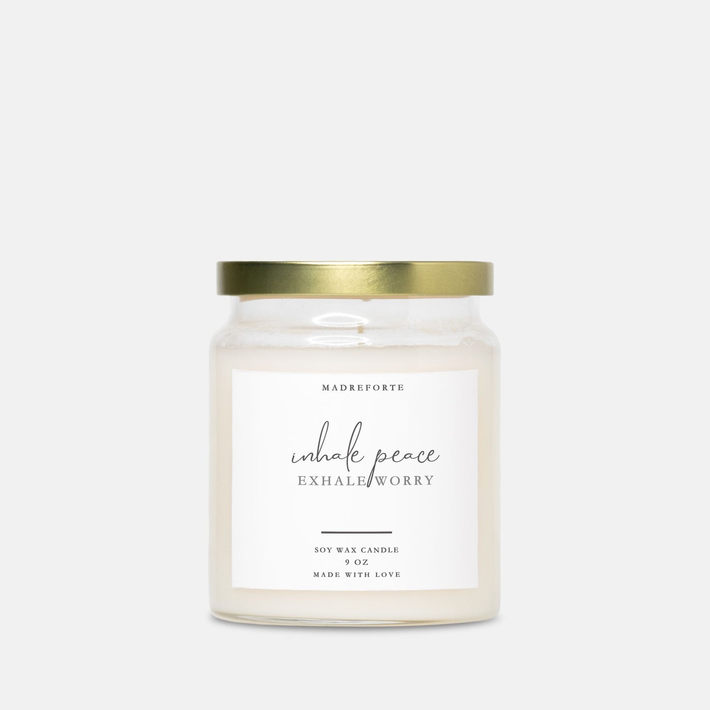 Inhale Peace, Candle Apothecary Jar 9oz MadreForte LLC