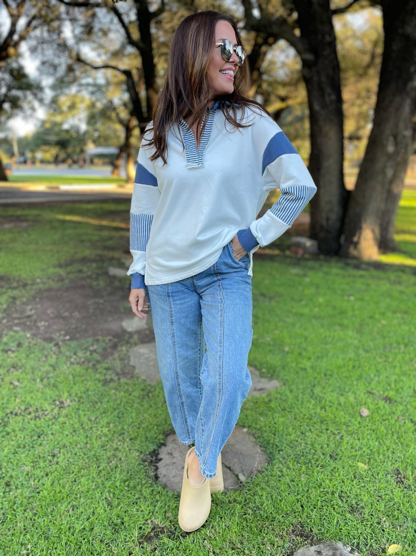 PREORDER: Stay Preppy Collared Sweatshirt in Five Colors MadreForte LLC