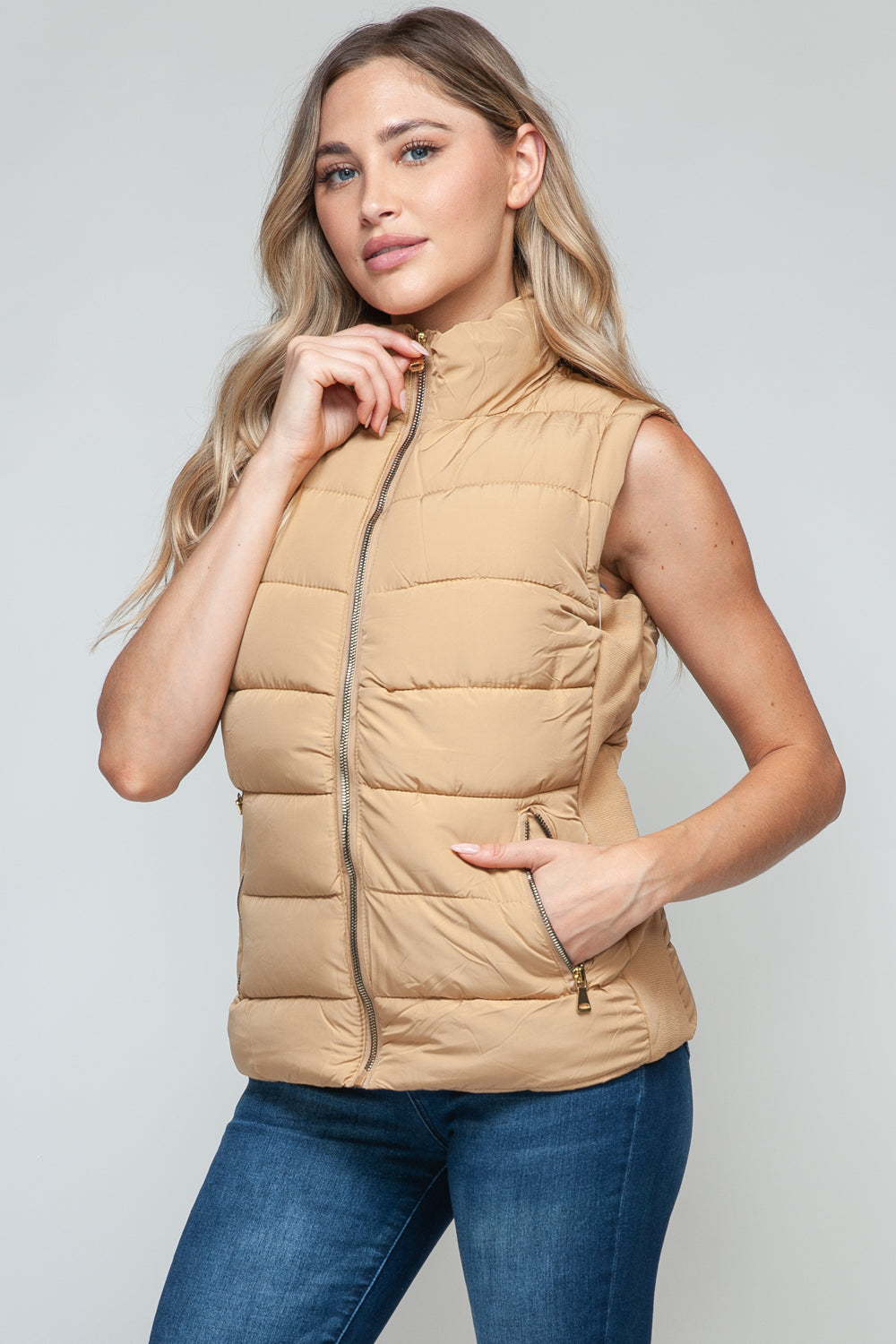 Snobbish Zip Up Turtleneck Vest with Pockets MadreForte LLC