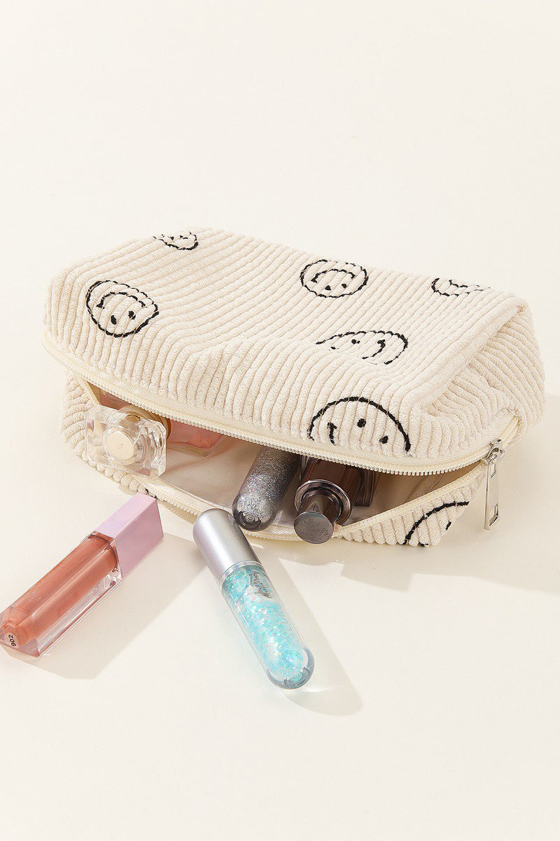 Zenana Smiley Face Corduroy Cosmetic Pouch MadreForte LLC