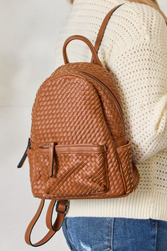 SHOMICO PU Leather Woven Backpack MadreForte LLC