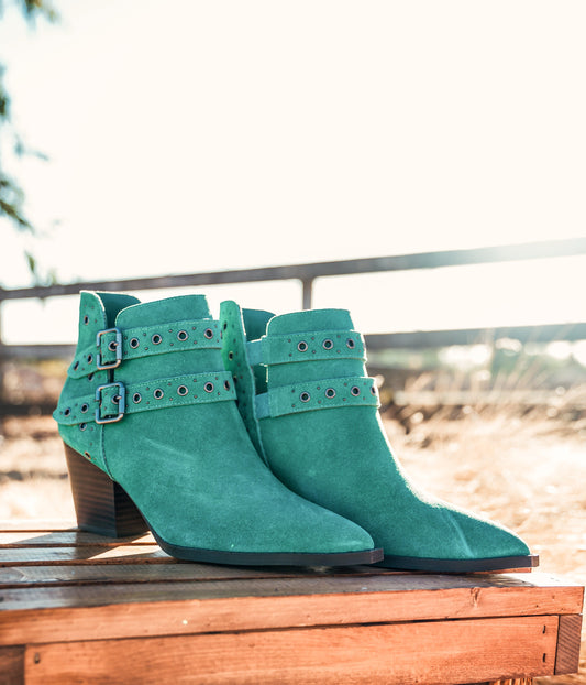 Elsa Leather Ankle Boot in Teal MadreForte LLC