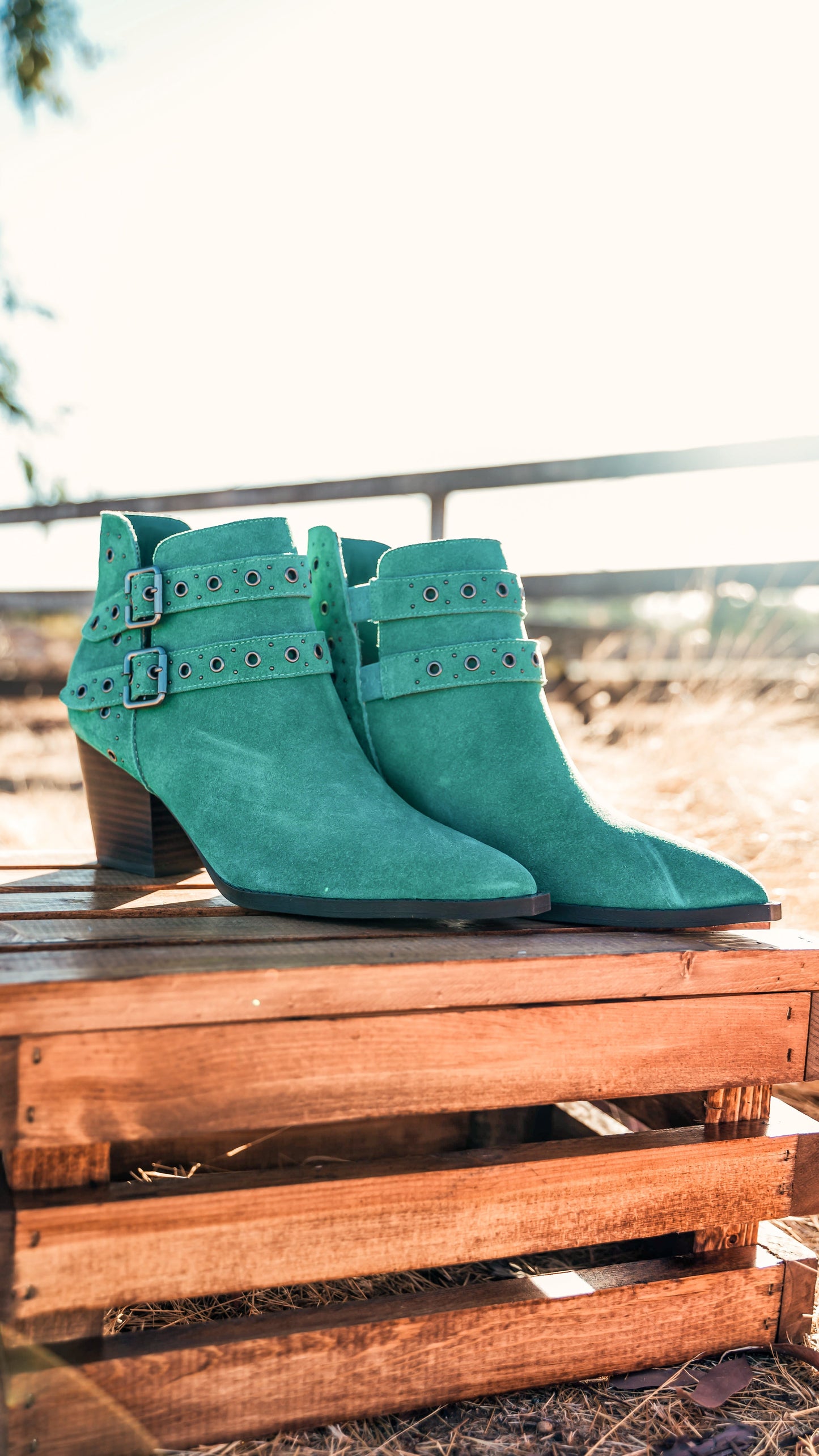 Elsa Leather Ankle Boot in Teal MadreForte LLC