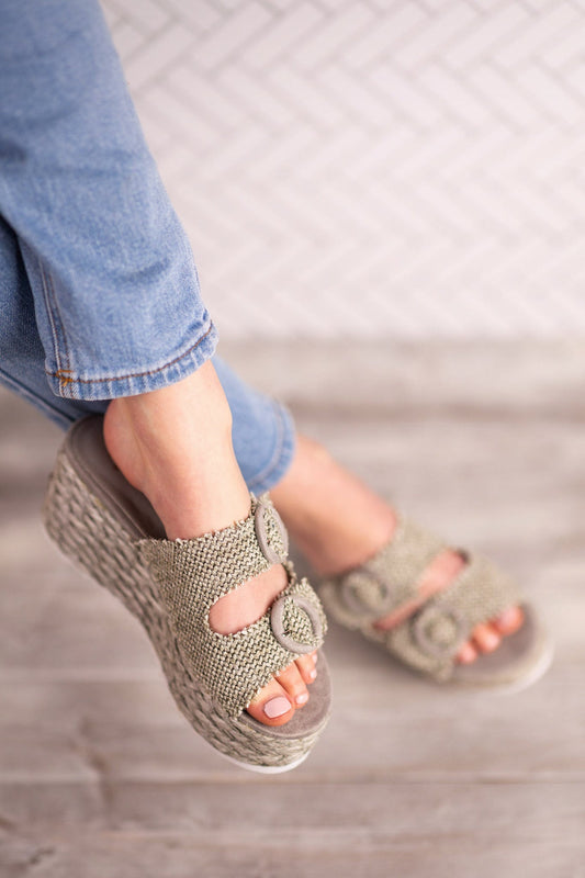 Eriwen Buckle Wedge in Teal MadreForte LLC