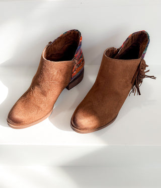 Etty Fringe Ankle Boot in Tan