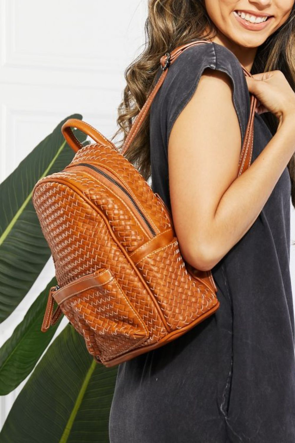 SHOMICO Certainly Chic Faux Leather Woven Backpack MadreForte LLC