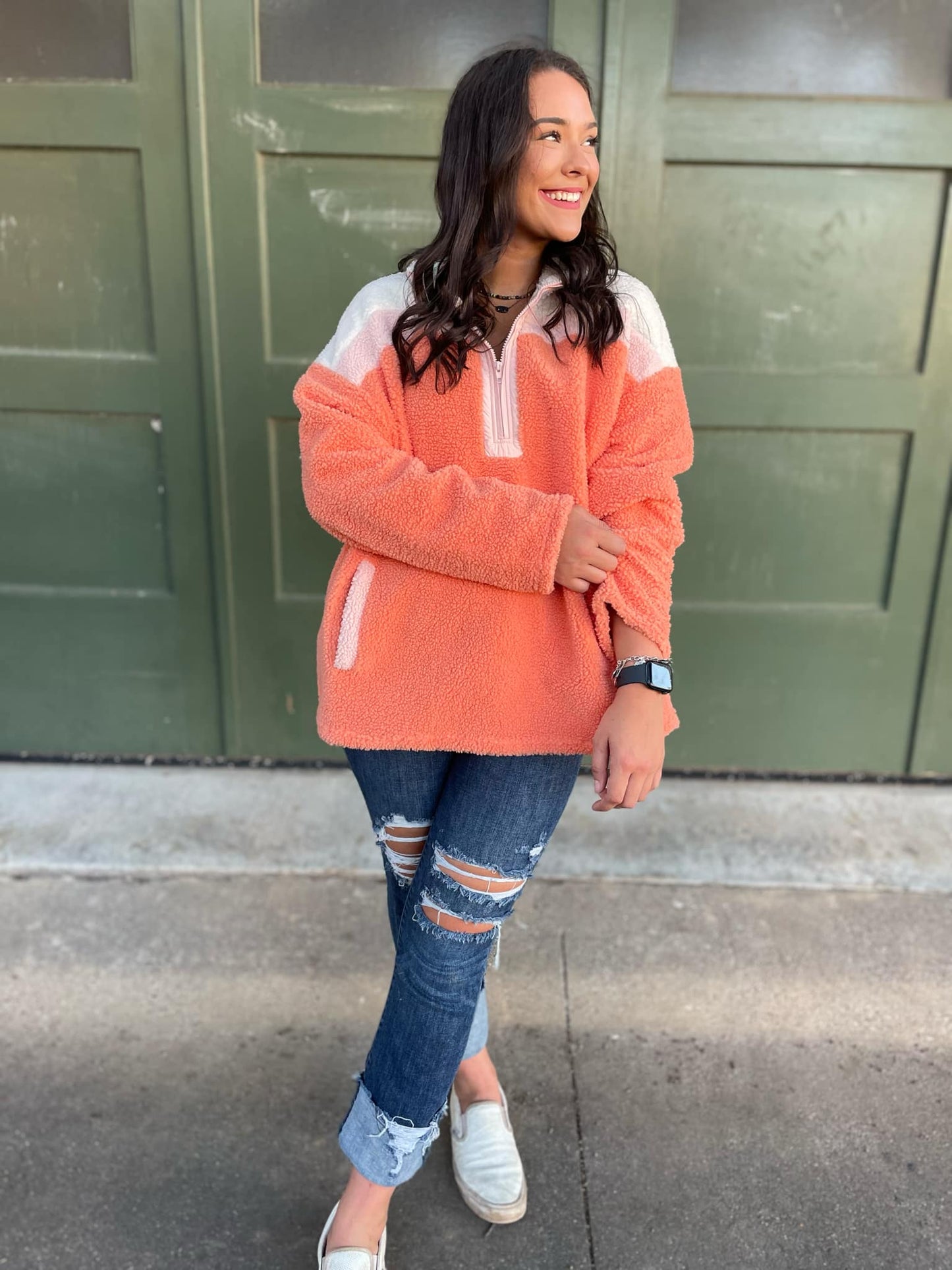 PREORDER: Half Zip Fleece Pullover in Sherbet MadreForte LLC