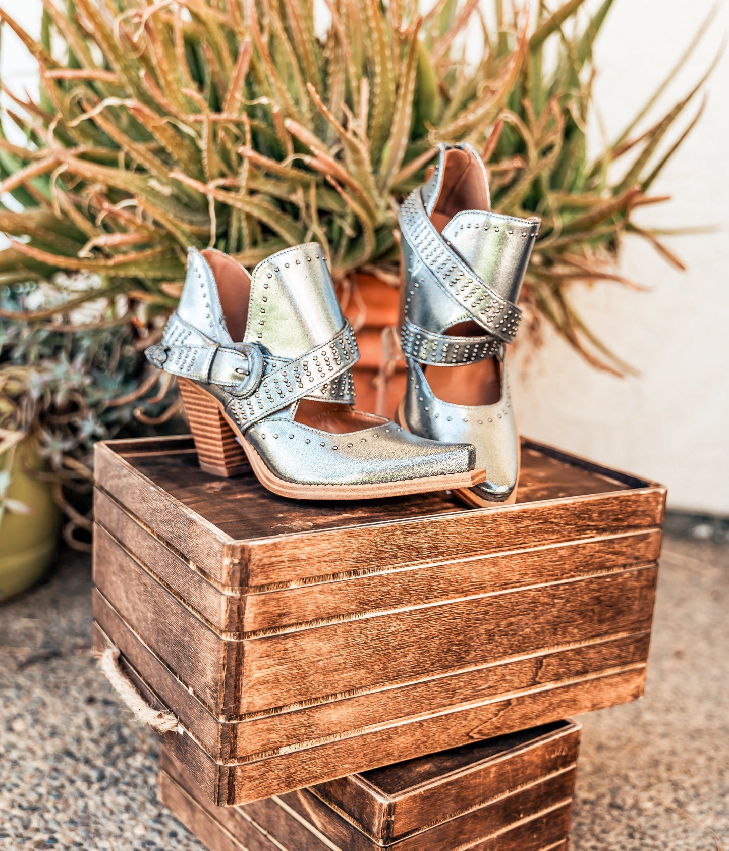 Fiona Ankle Boot in Silver MadreForte LLC