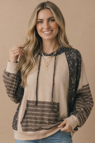Creatively Cozy Color Block Hooded Pullover