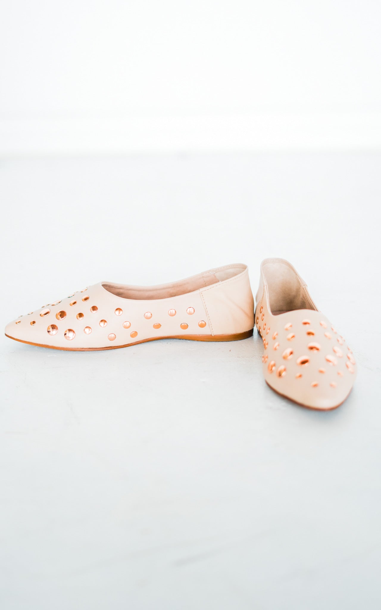 Harriette Leather Flats in Blush