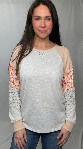 Wondering Aloud Patchwork Long Sleeve Top