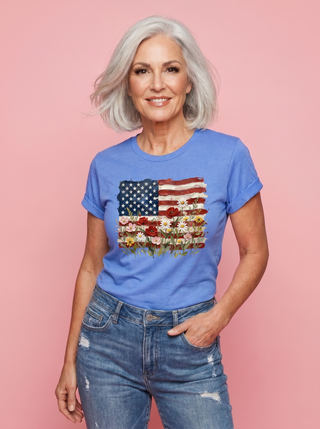 Patriotic Wildflower USA Tee