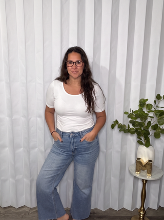 Nothing to Prove U-Neck Half Sleeve Top in White