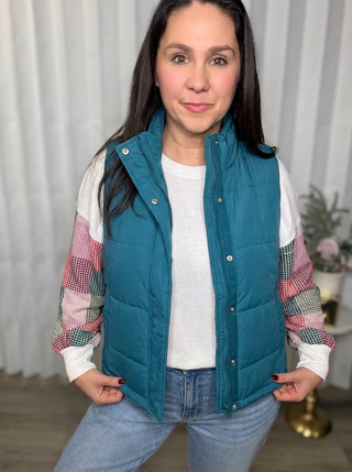 That's What I'm Talkin' About Puffer Vest in Teal