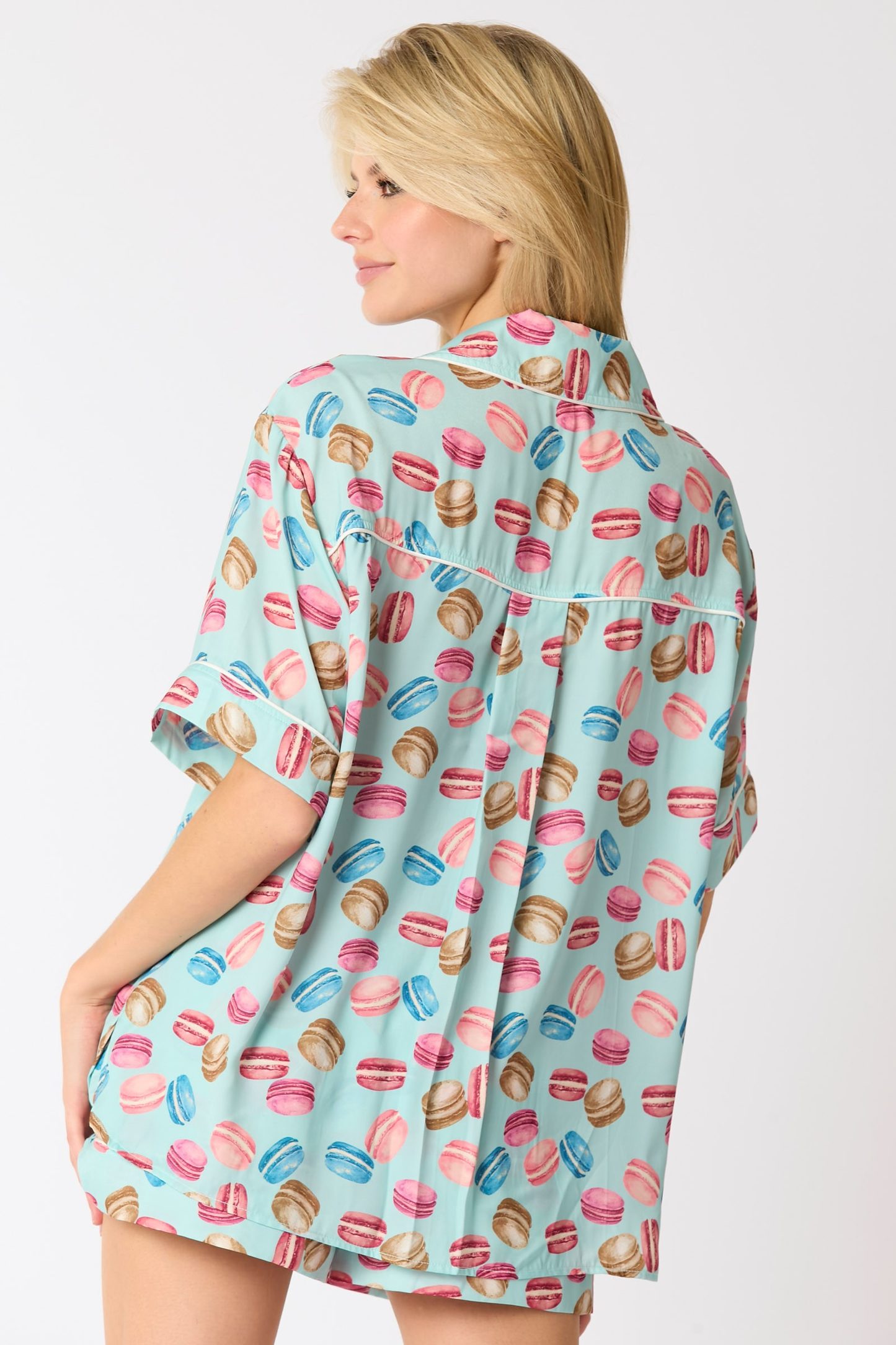 Poly Satin Macarons Printed Pajama Shirt MadreForte LLC