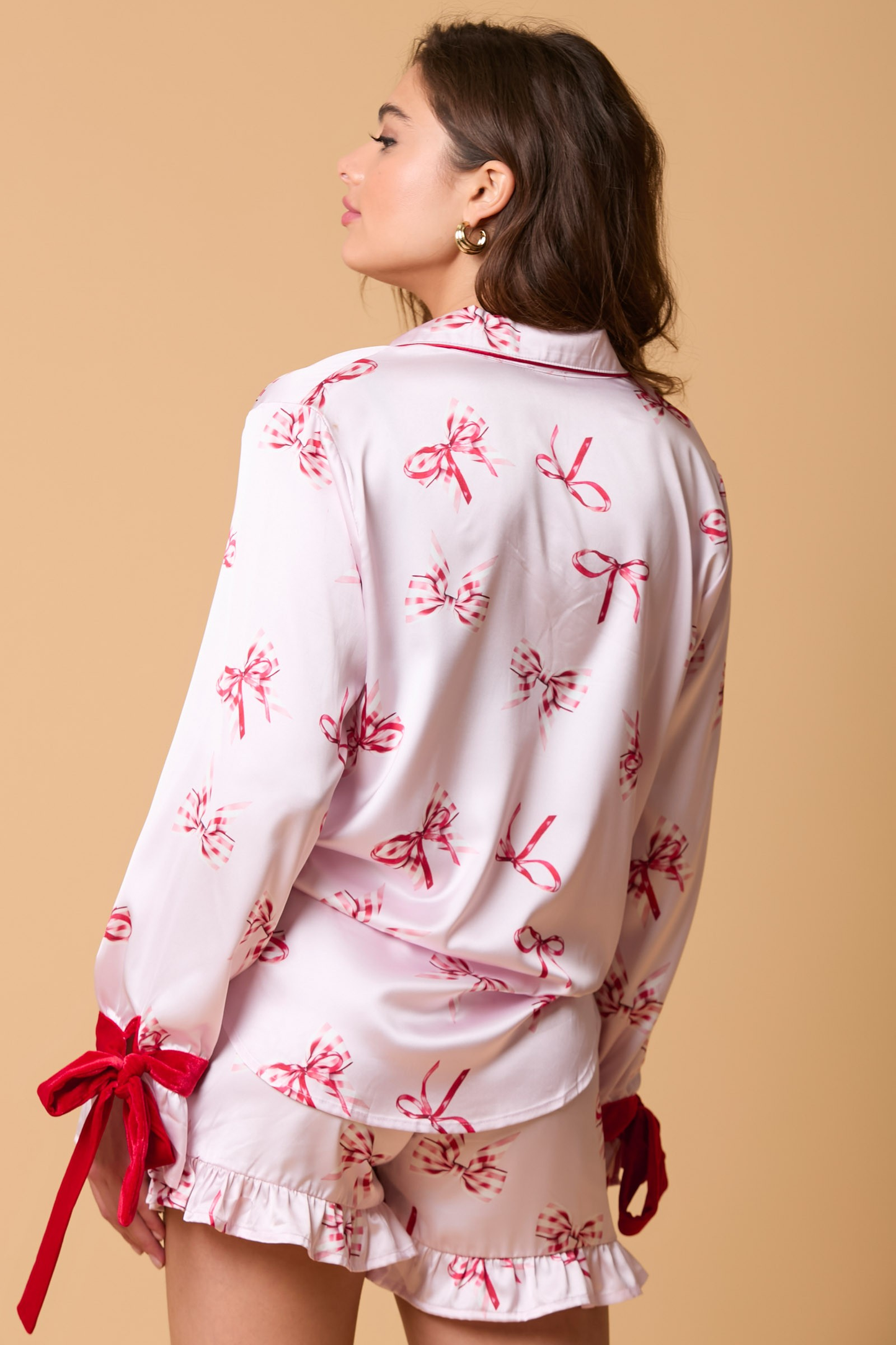 Satin Pajama Top with Bow on the Cuffs MadreForte LLC