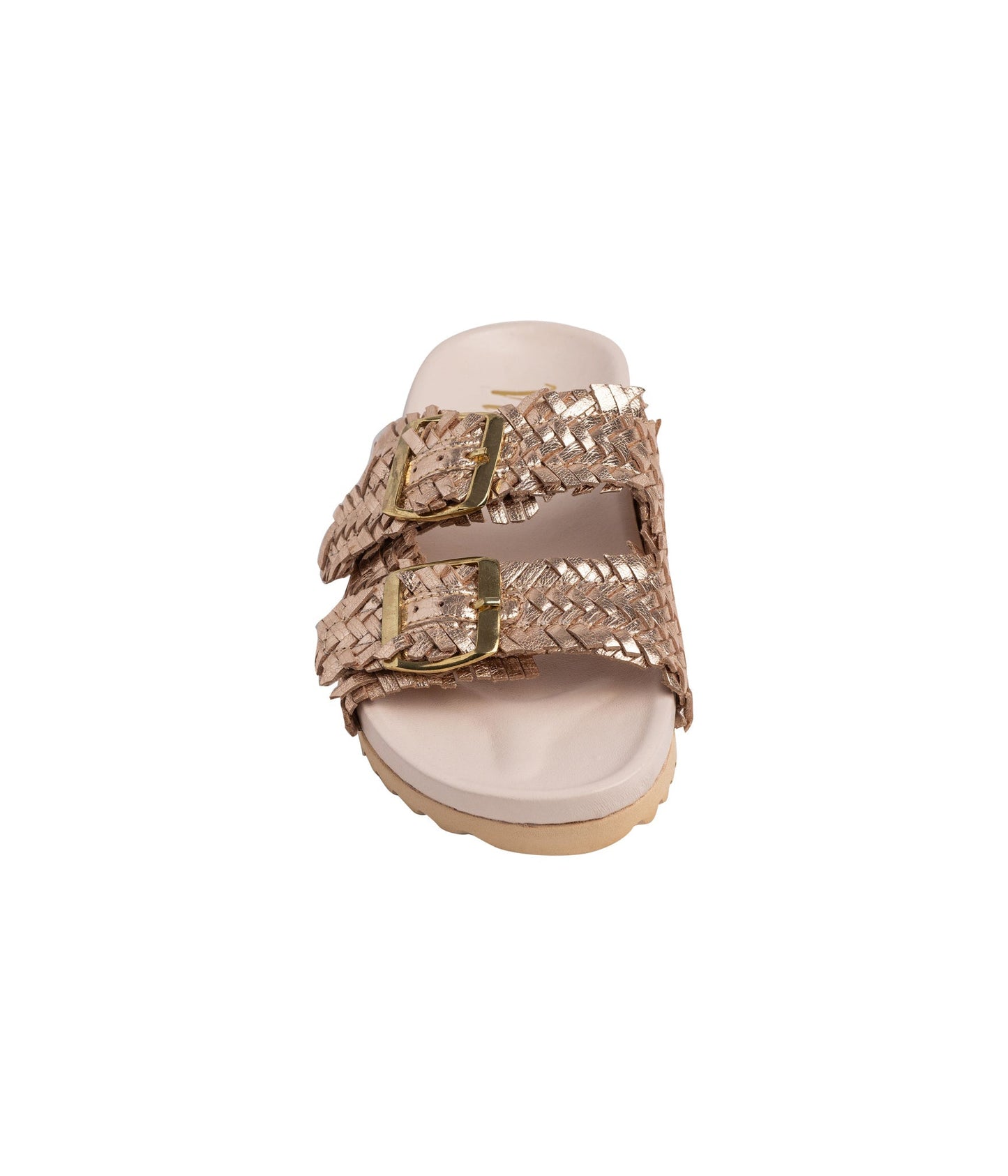 Intertwine Dual Woven Strap Slide in Champagne MadreForte LLC