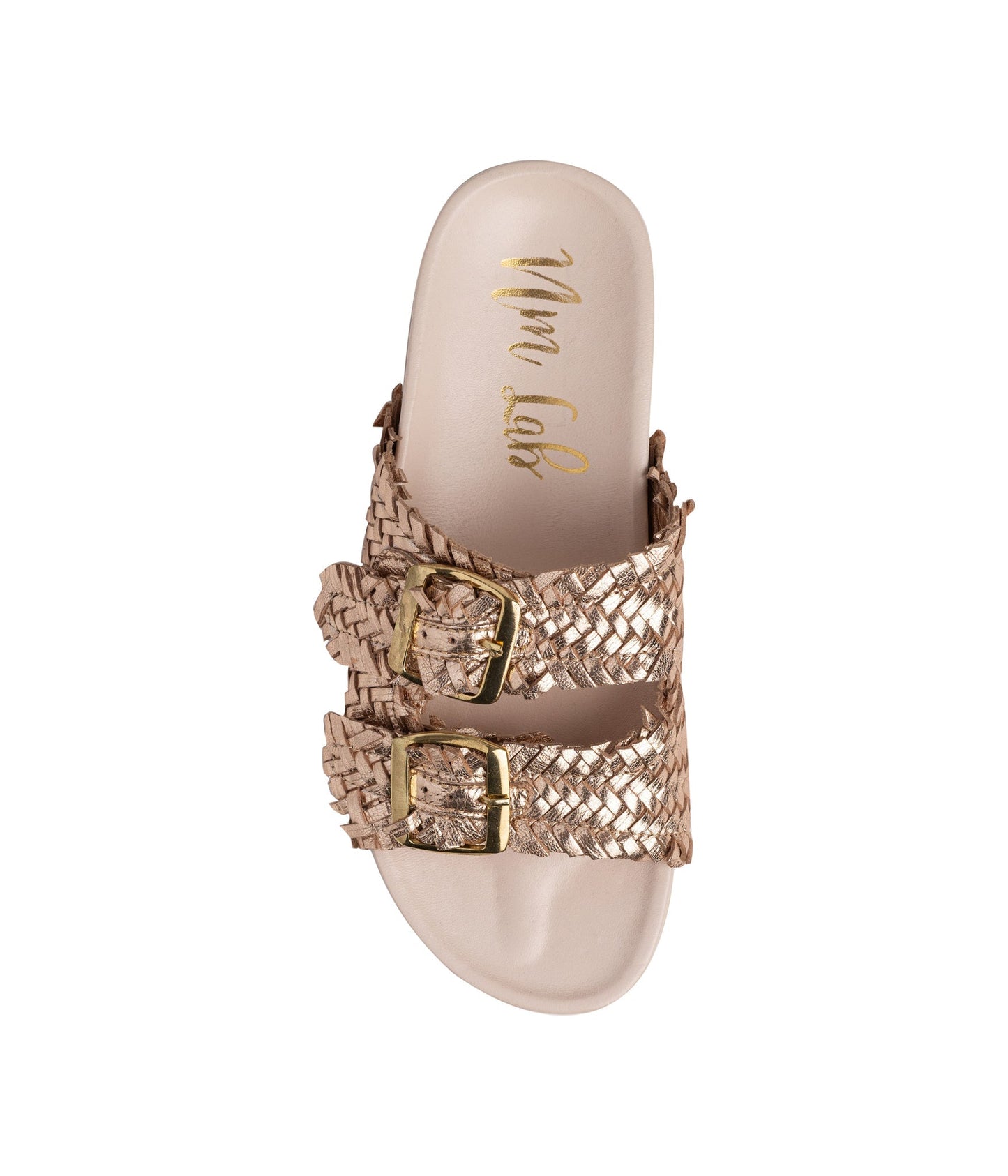 Intertwine Dual Woven Strap Slide in Champagne MadreForte LLC