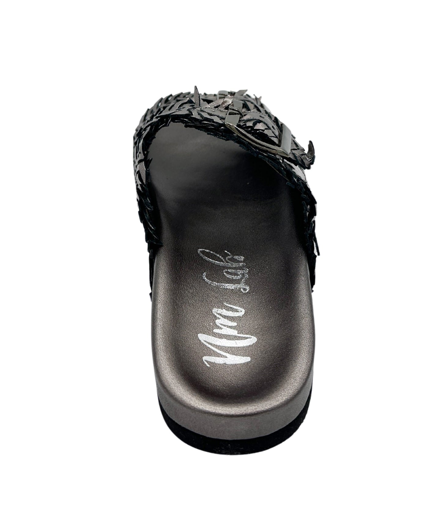 Intertwine Dual Woven Strap Slide in Pewter MadreForte LLC