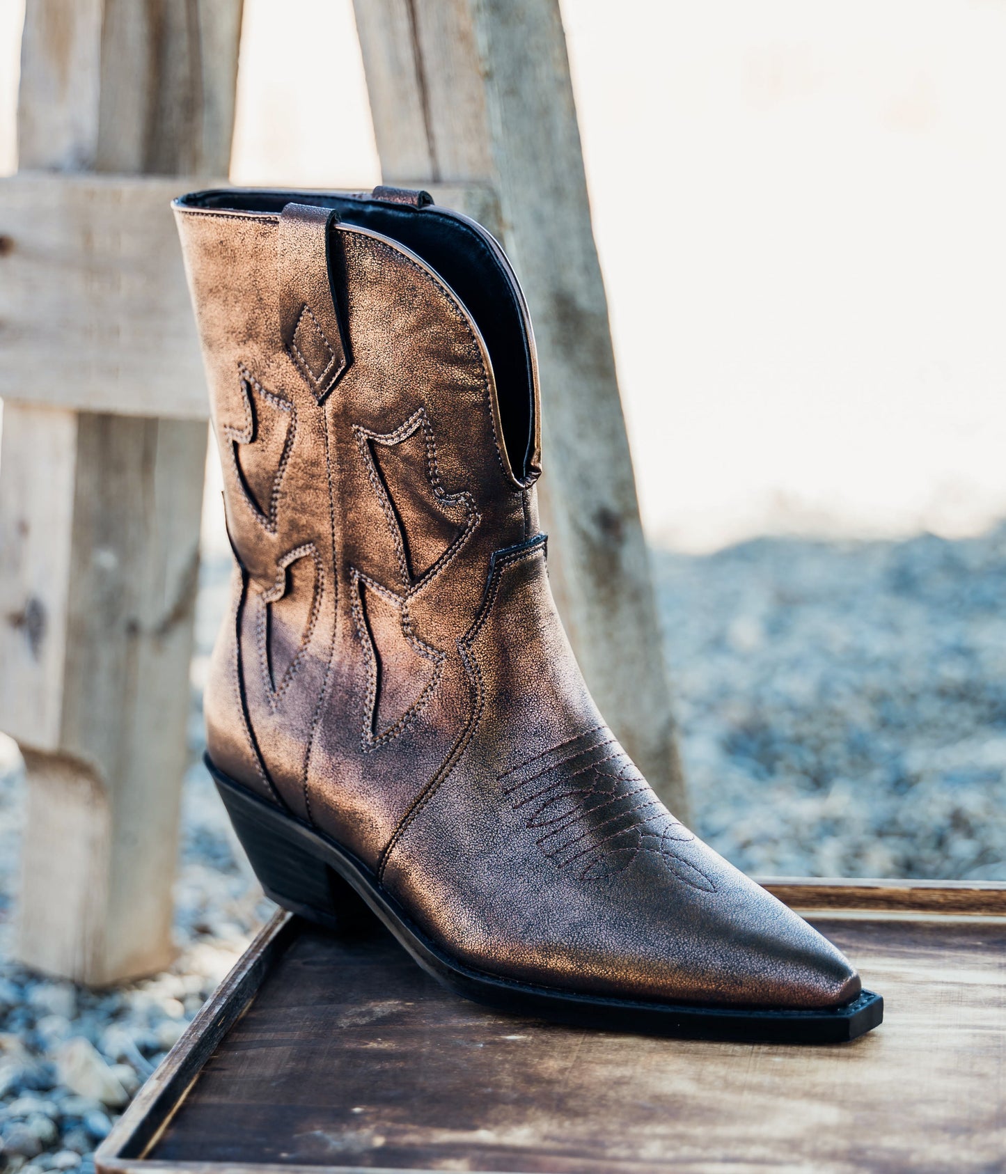 Jersey Metallic Boot in Bronze MadreForte LLC