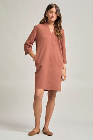 Portfolio Quarter Sleeve Dress in Chestnut