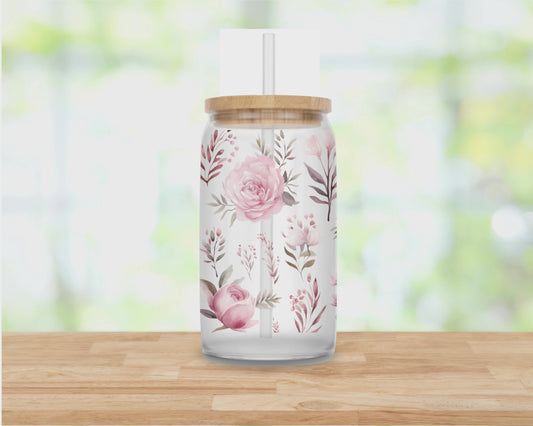 Floral | Sipper Glass, 16 oz MadreForte LLC