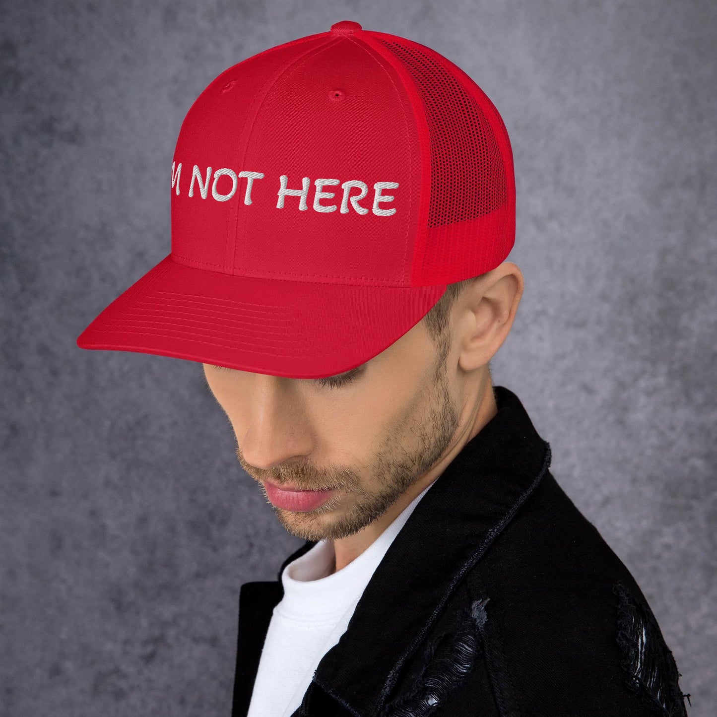 I am not here | Trucker Cap MadreForte LLC