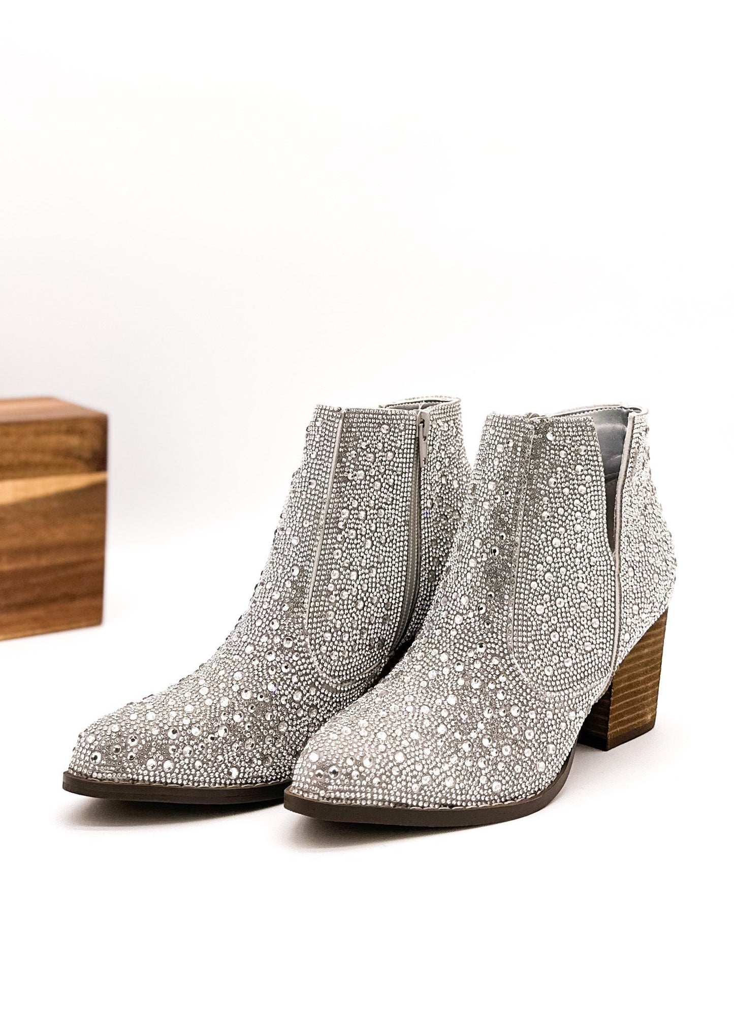 Shine Star Rhinestone Bootie in Silver MadreForte LLC