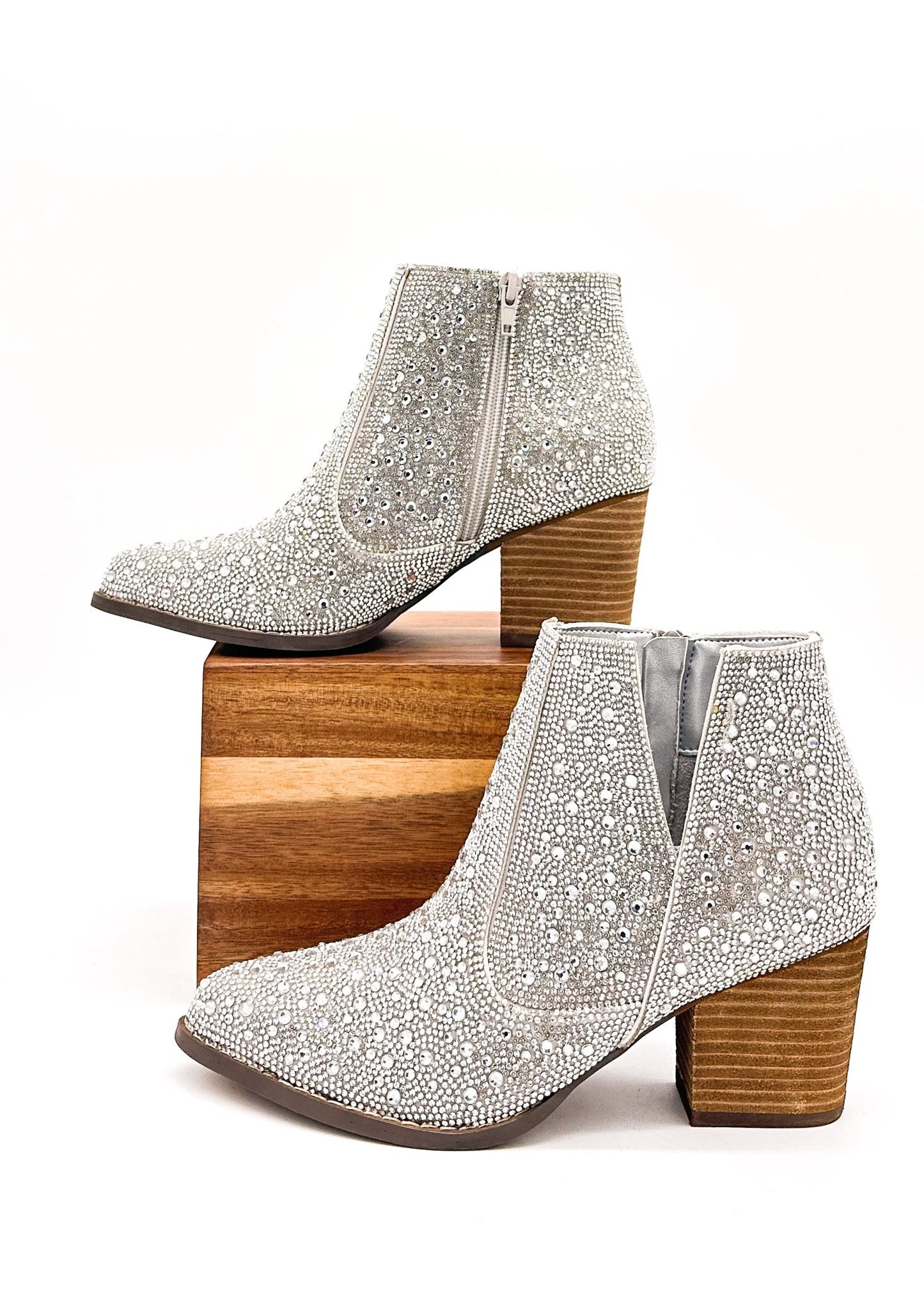 Shine Star Rhinestone Bootie in Silver MadreForte LLC