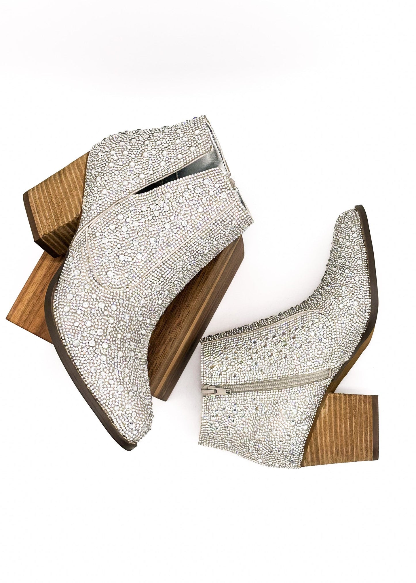 Shine Star Rhinestone Bootie in Silver MadreForte LLC