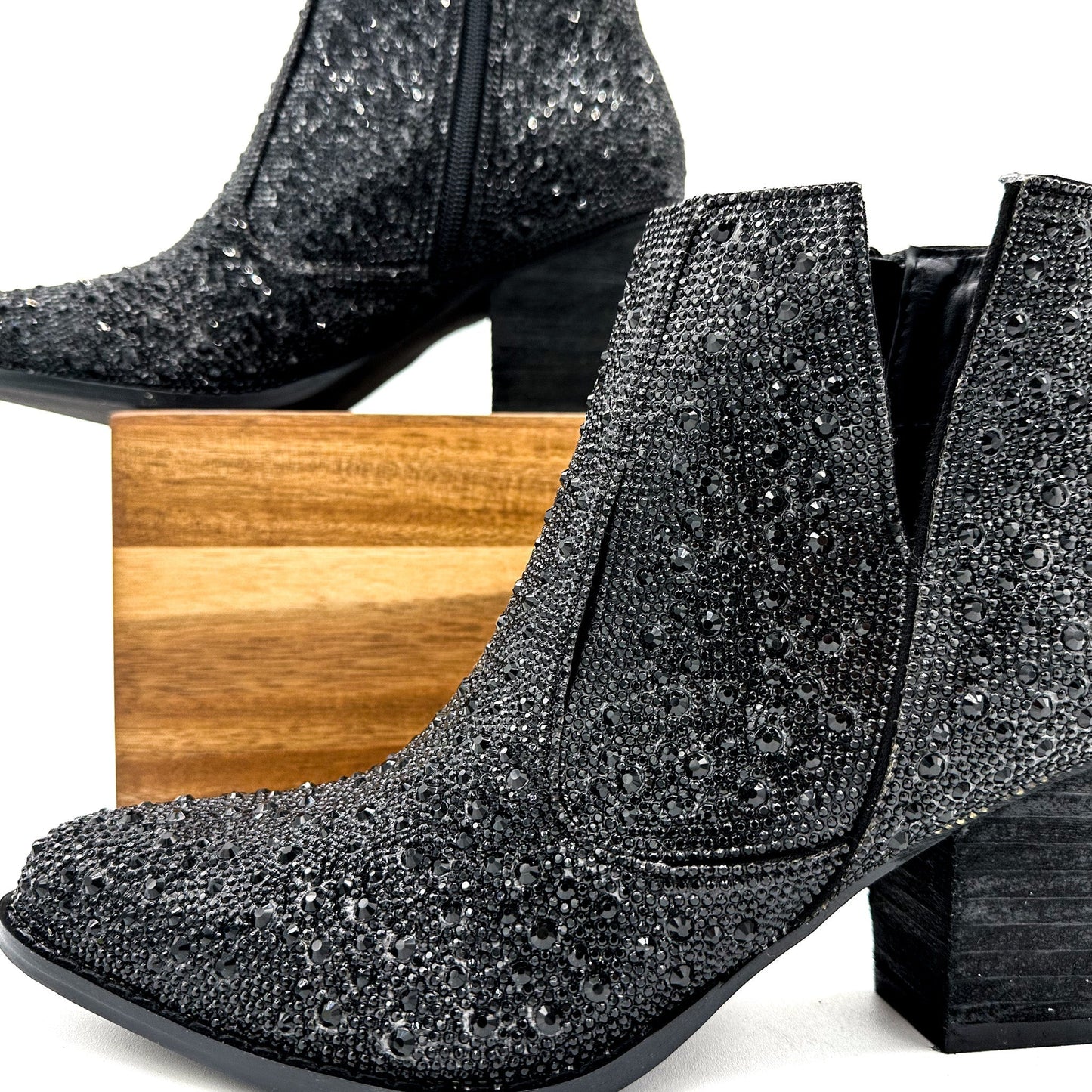 Shine Star Rhinestone Bootie in Black MadreForte LLC