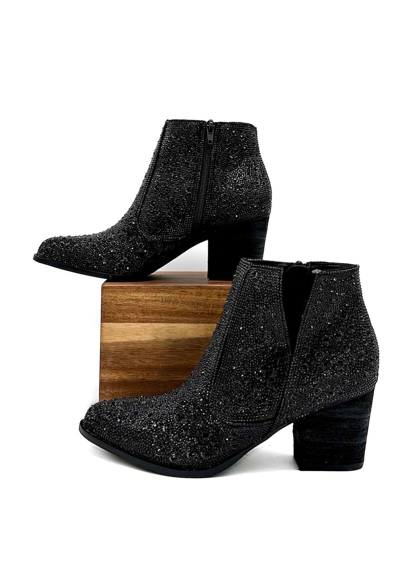 Shine Star Rhinestone Bootie in Black MadreForte LLC