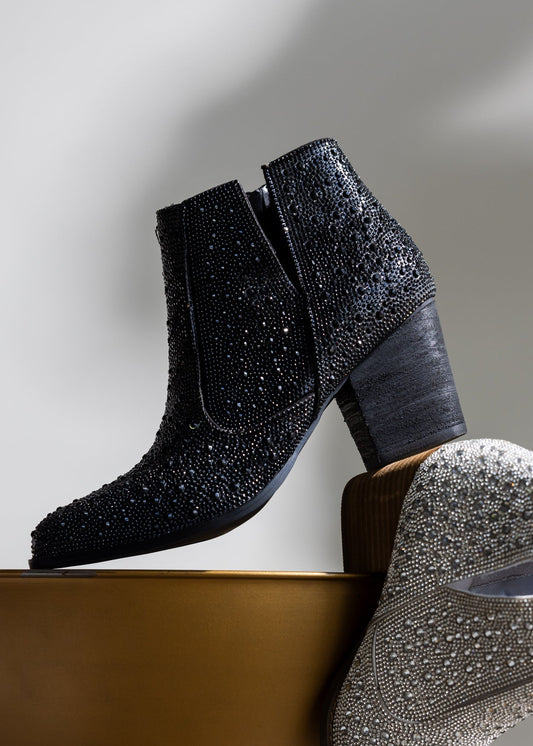 Shine Star Rhinestone Bootie in Black MadreForte LLC