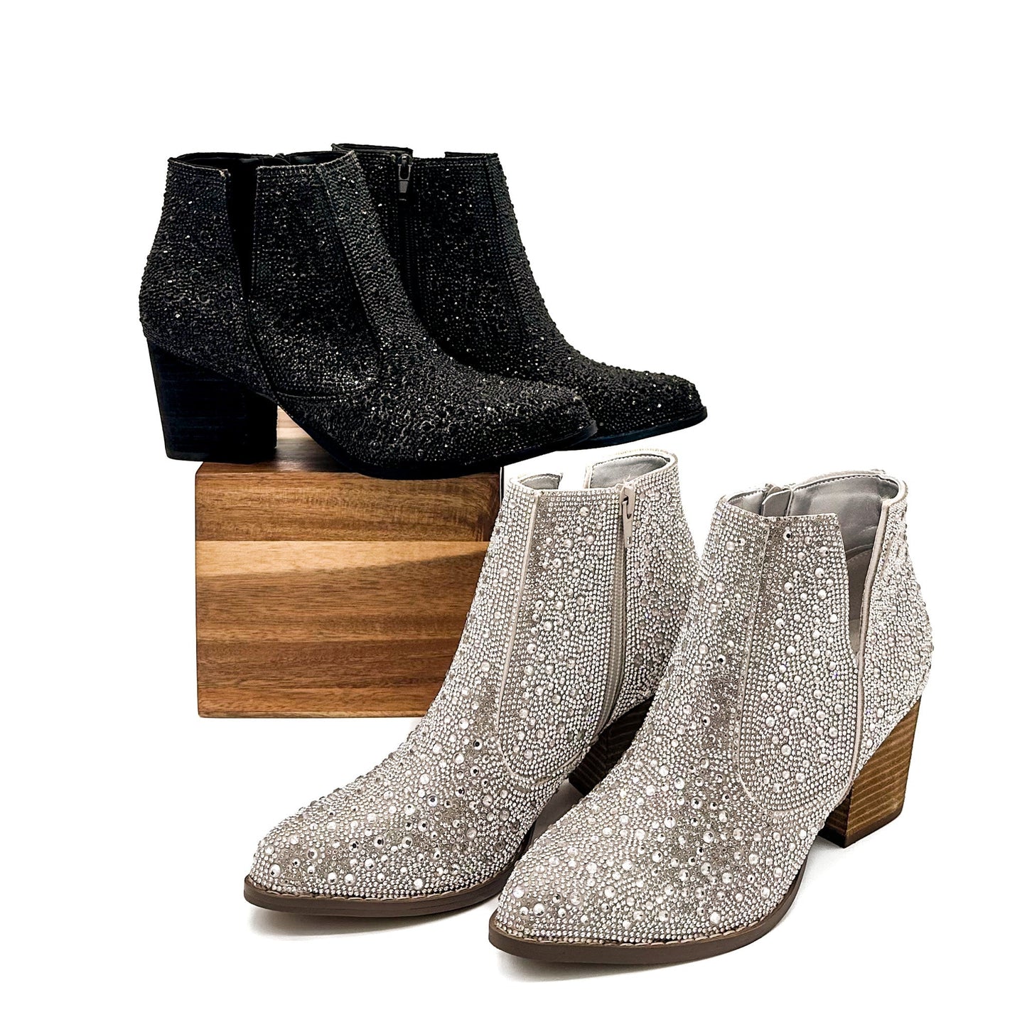 Shine Star Rhinestone Bootie in Silver MadreForte LLC