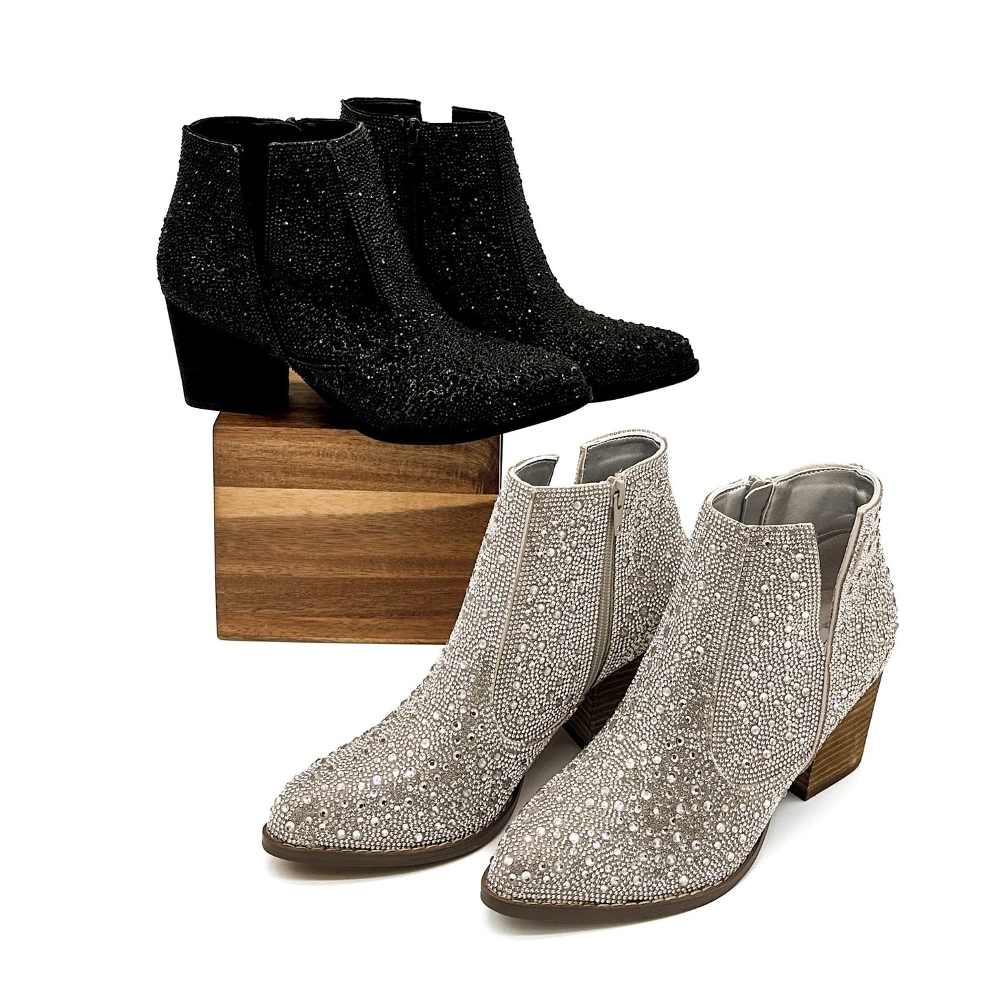 Shine Star Rhinestone Bootie in Silver MadreForte LLC