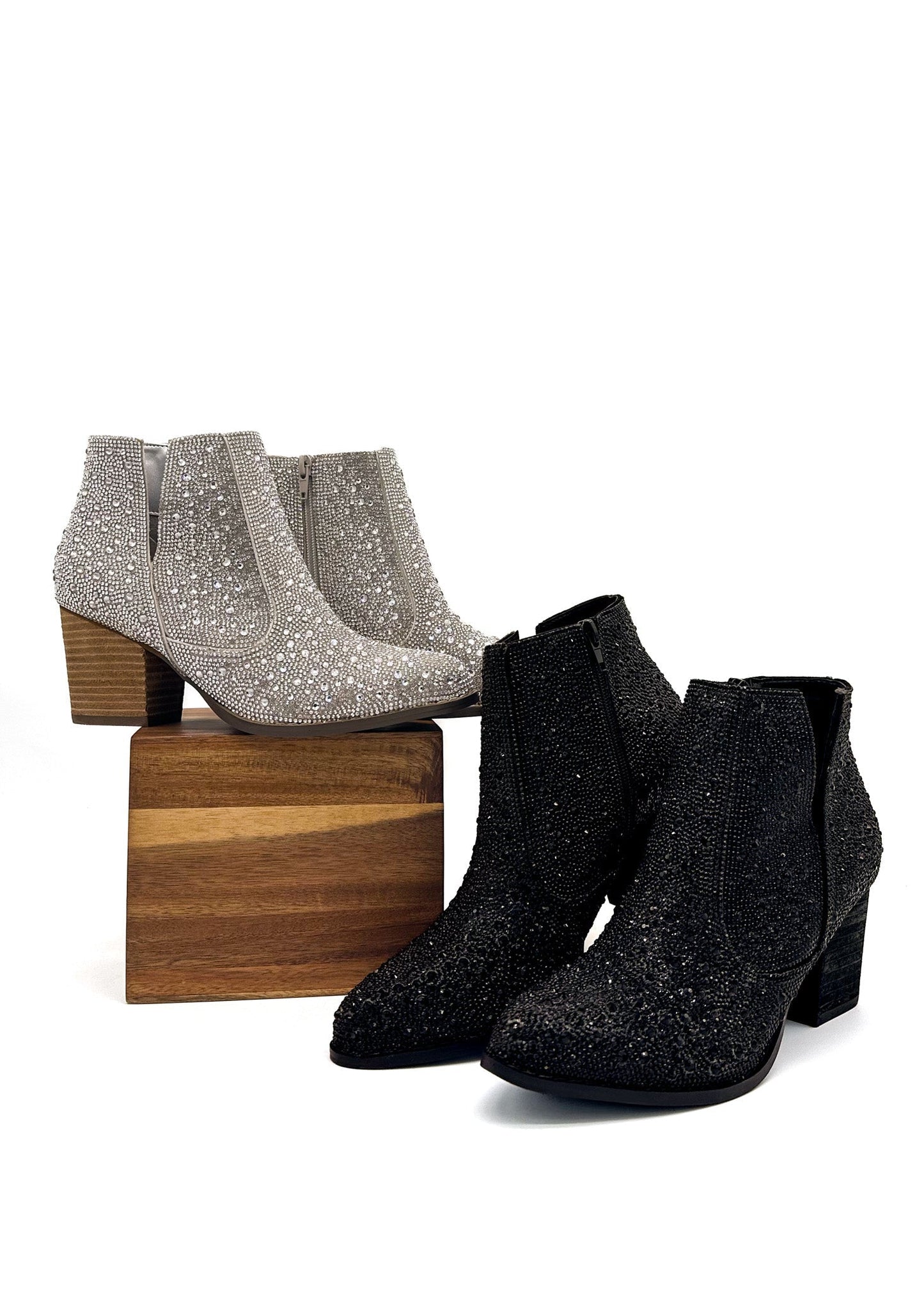 Shine Star Rhinestone Bootie in Silver MadreForte LLC