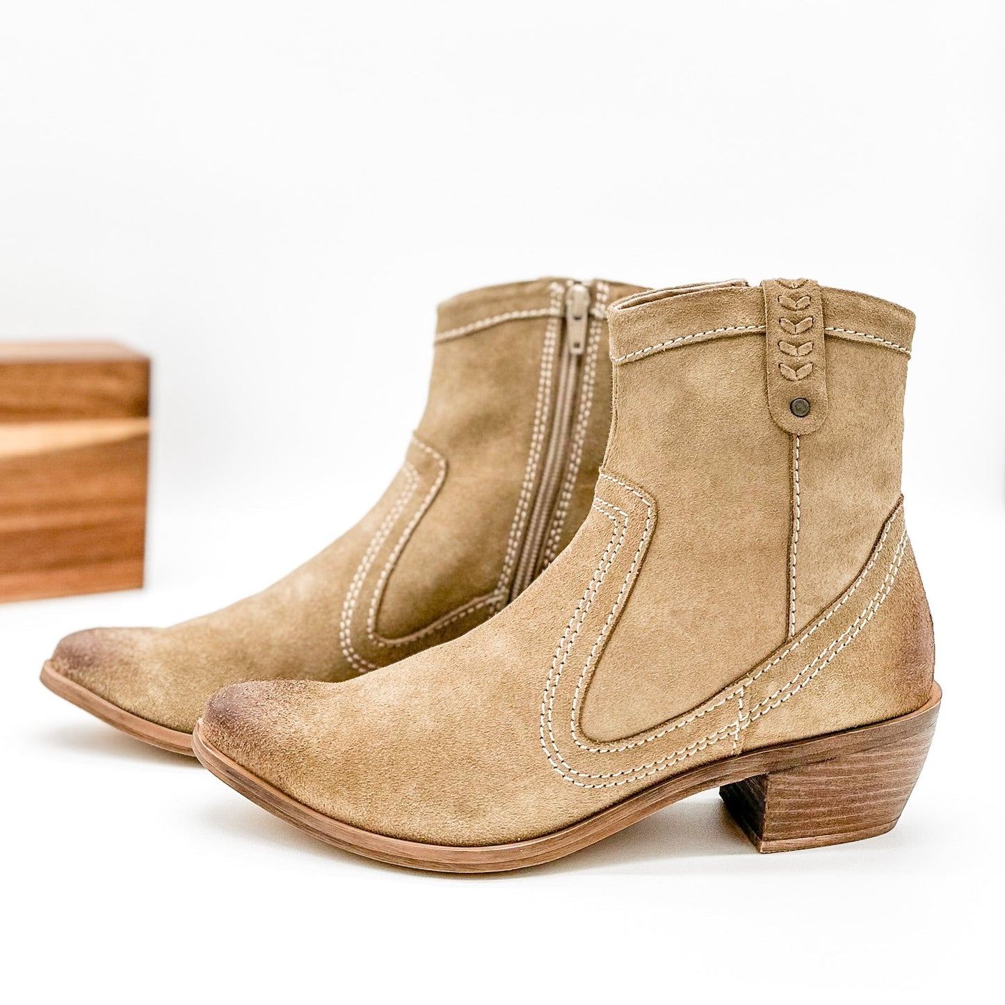 Smithy Suede Ankle Boot in Tan MadreForte LLC