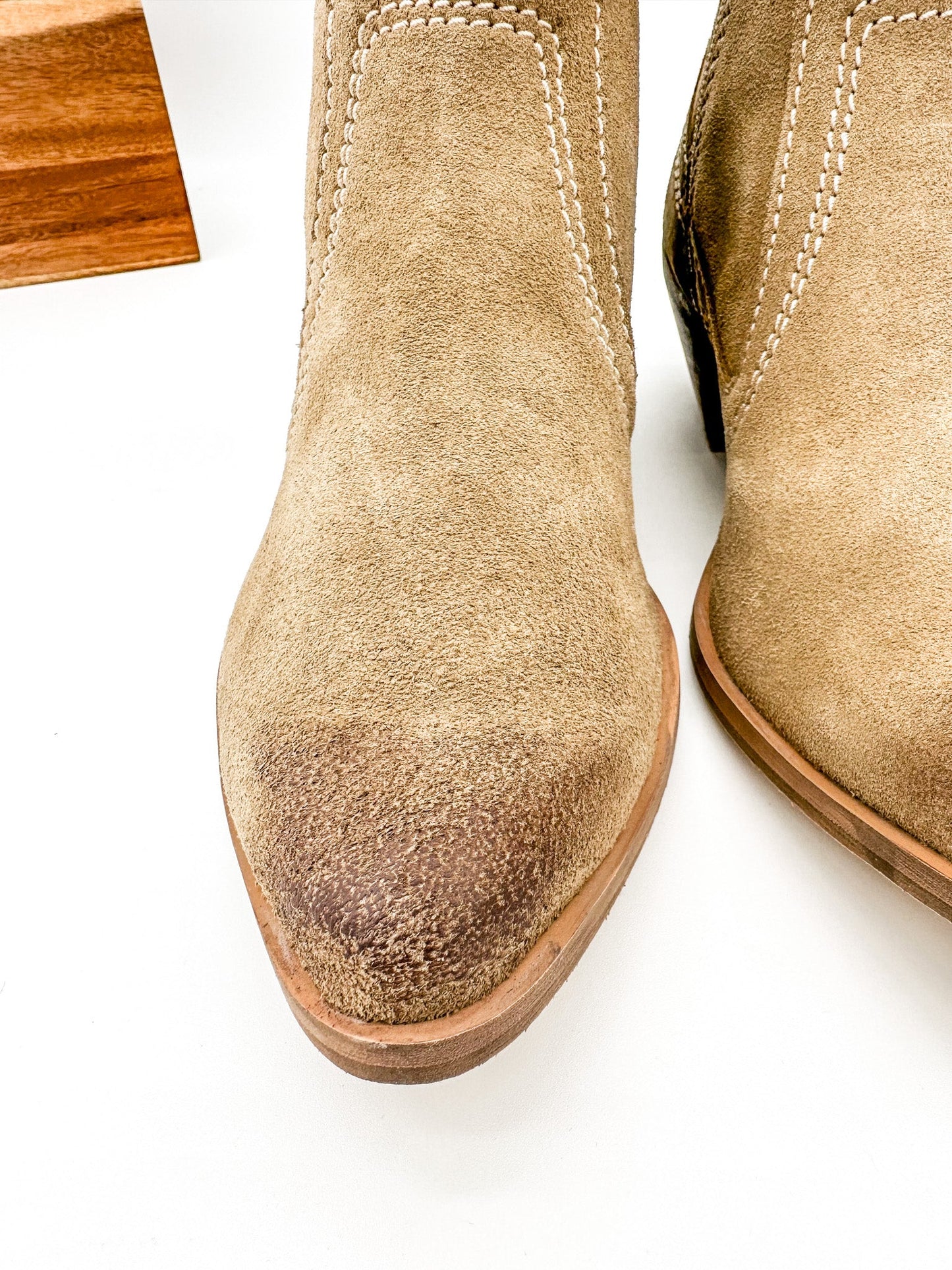 Smithy Suede Ankle Boot in Tan MadreForte LLC